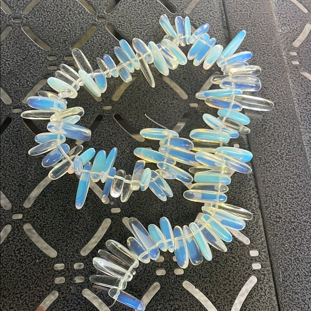 Opalite and Clear Iridescent Spike Necklace